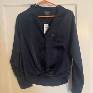 Abercrombie Satin Tie Front Blouse